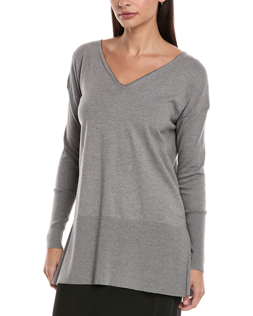 Lafayette 148 New York Cashmere-blend Sweater Tunic In Gray
