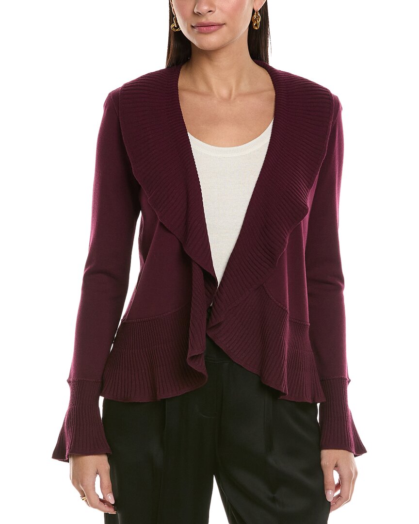 St John St. John Ruffle Cardigan In Purple