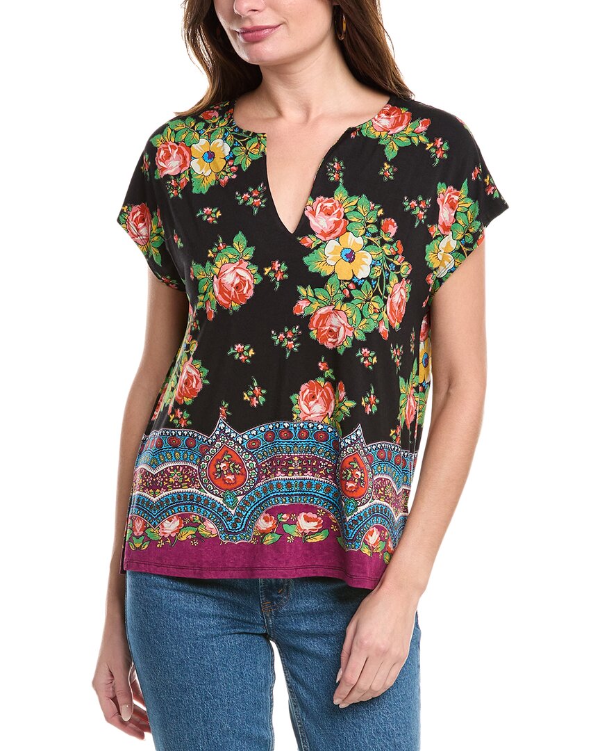 Johnny Was Spark Dolman V-neck Top In Black