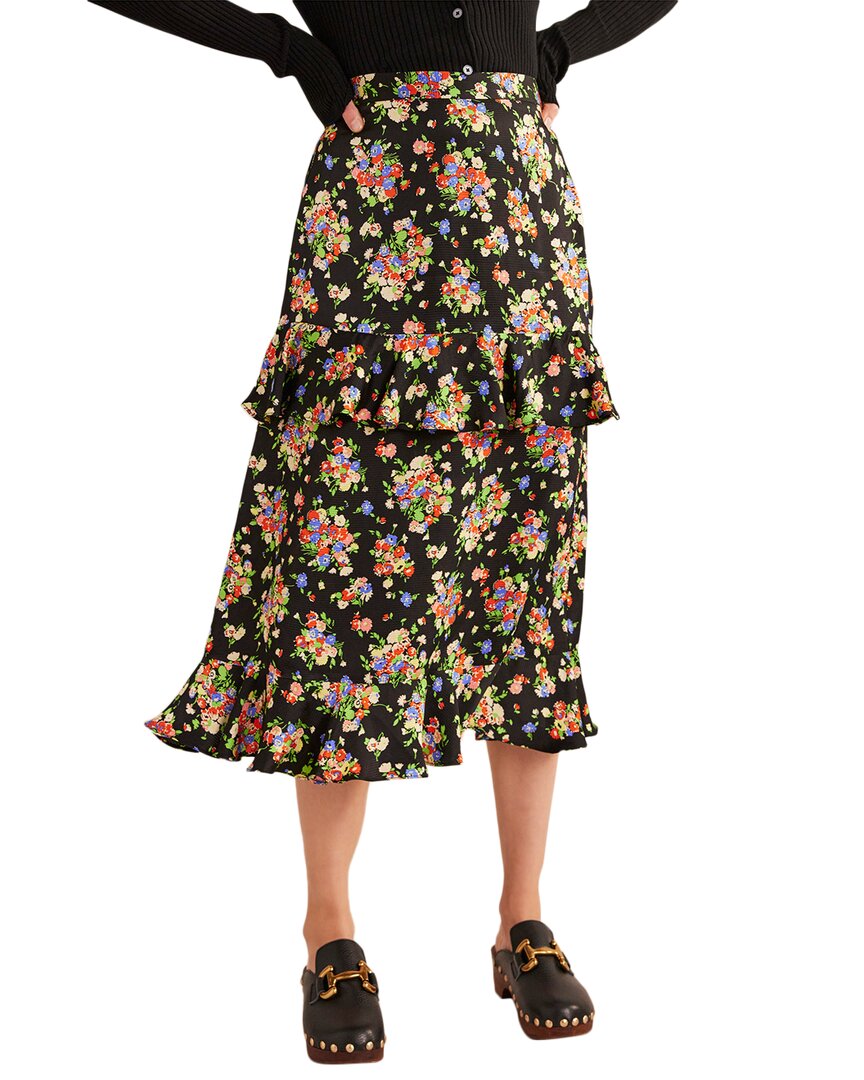 Shop Boden Satin Ruffle Midi Skirt
