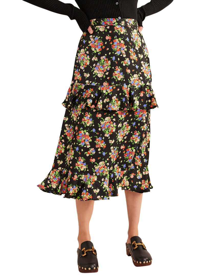 BODEN BODEN SATIN RUFFLE MIDI SKIRT 