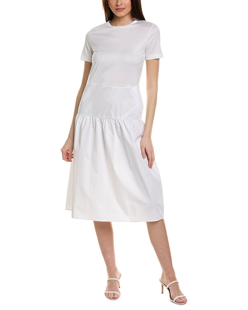 Max Mara Cotton Jersey Tiered Midi Dress In White