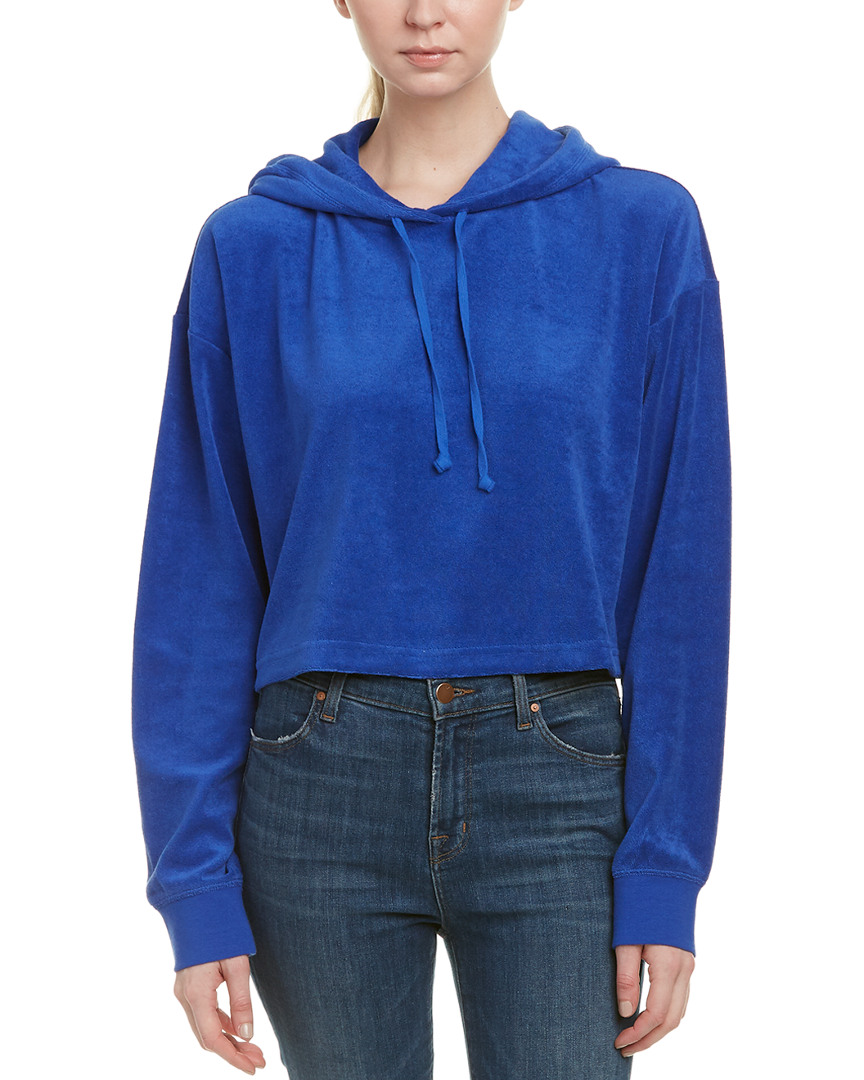 Shop Juicy Couture Micro-terry Hooded Pullover In Blue