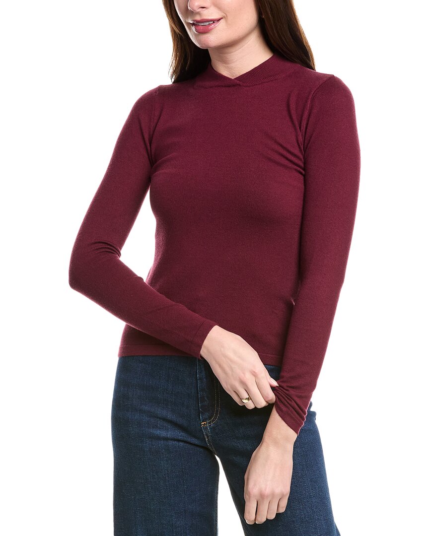 Point Mandarin Neck Sweater In Red