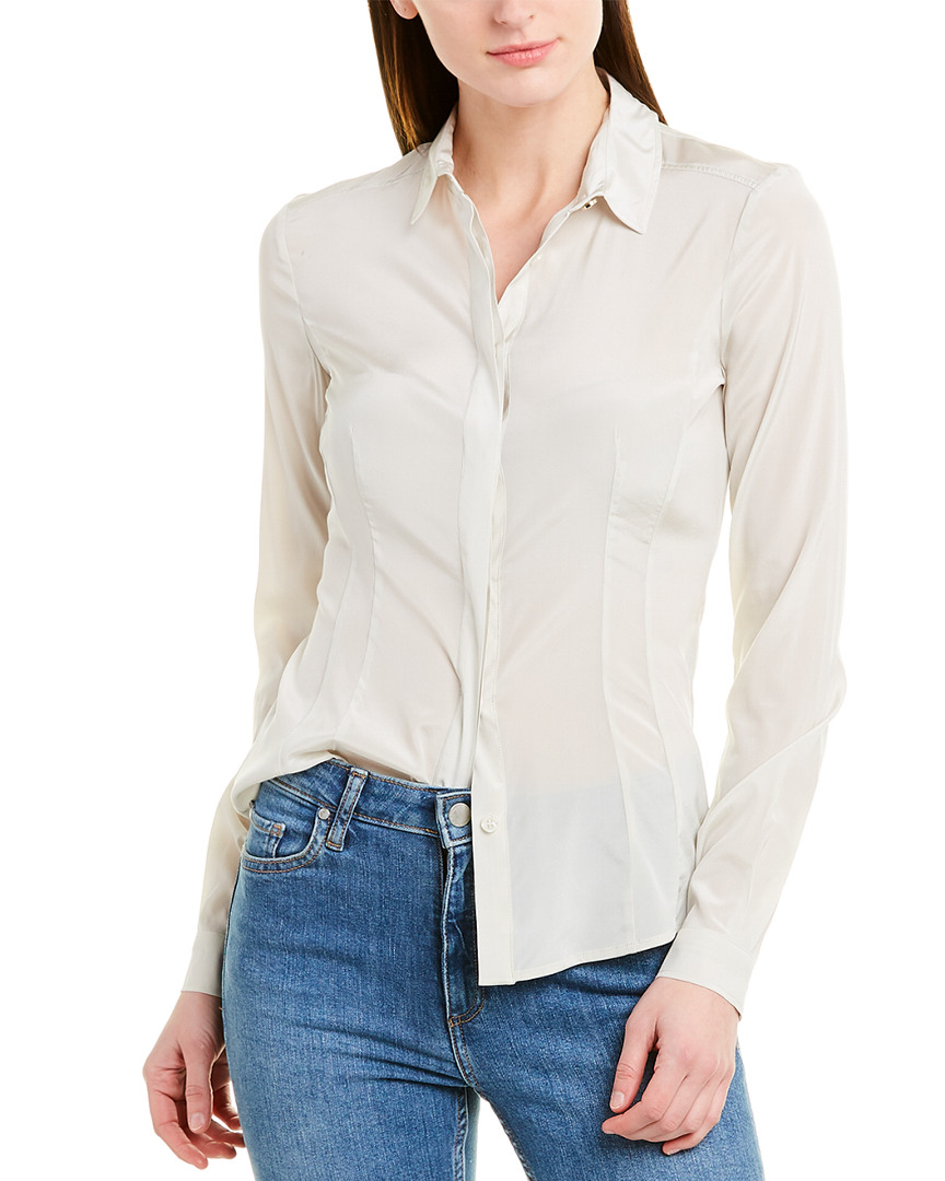 Image of Versace Jeans Solid Silk-Blend Blouse