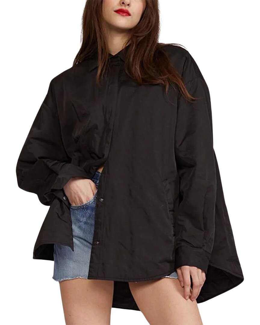 Shop Cynthia Rowley Jagger Quilted Nylon Shirt Jacket In Black