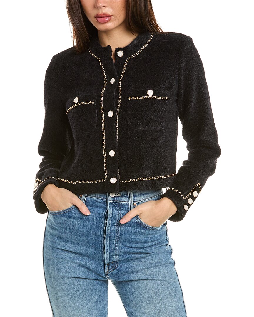 Endless Rose Chain-trimmed Tweed Jacket In Black