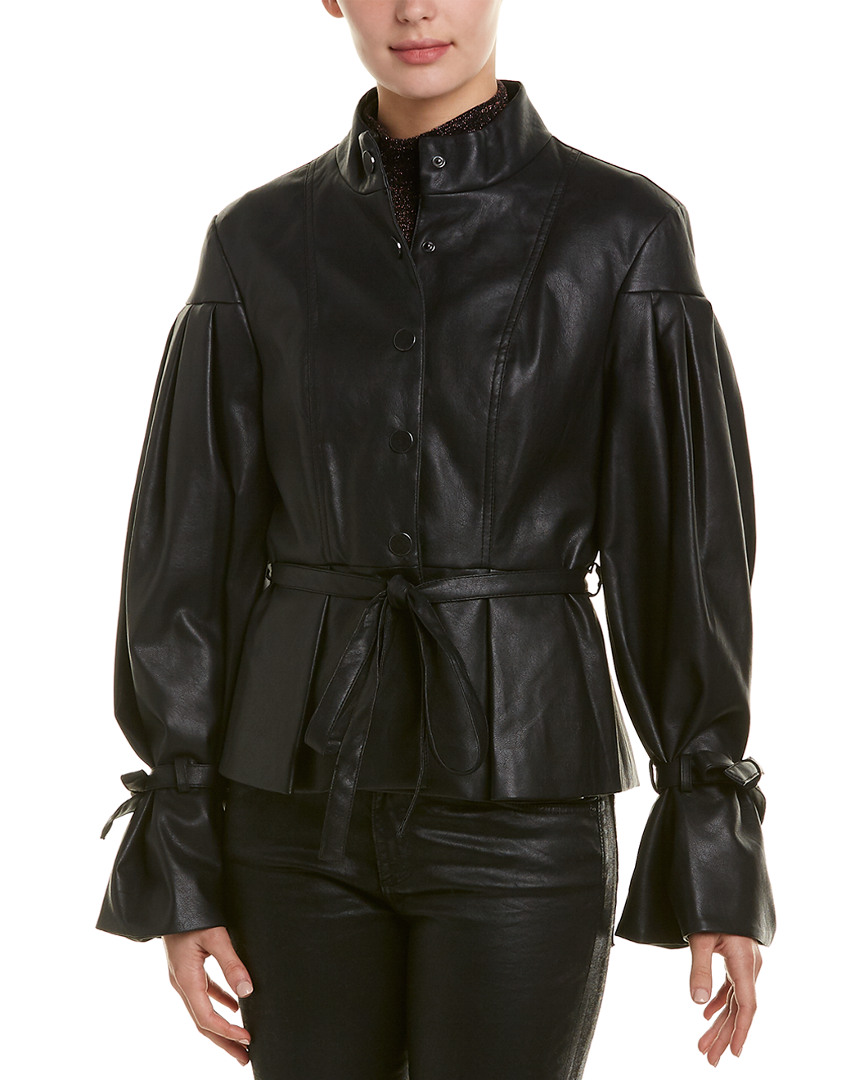 Details About Bcbgmaxazria Womens Pleated Sleeve Jacket S Black
