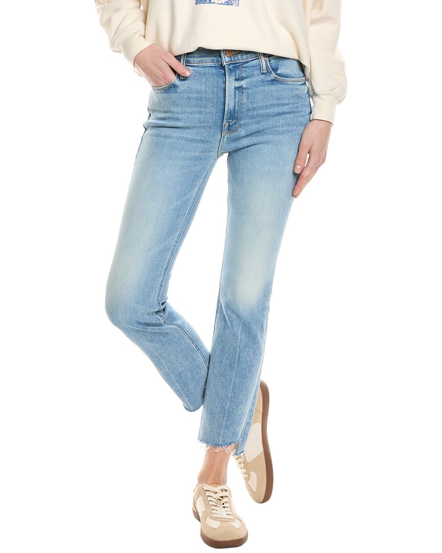 Mother Mid-rise Dazzler Ankle Step Fray Ropin' & Ridin' Straight Jean In Blue