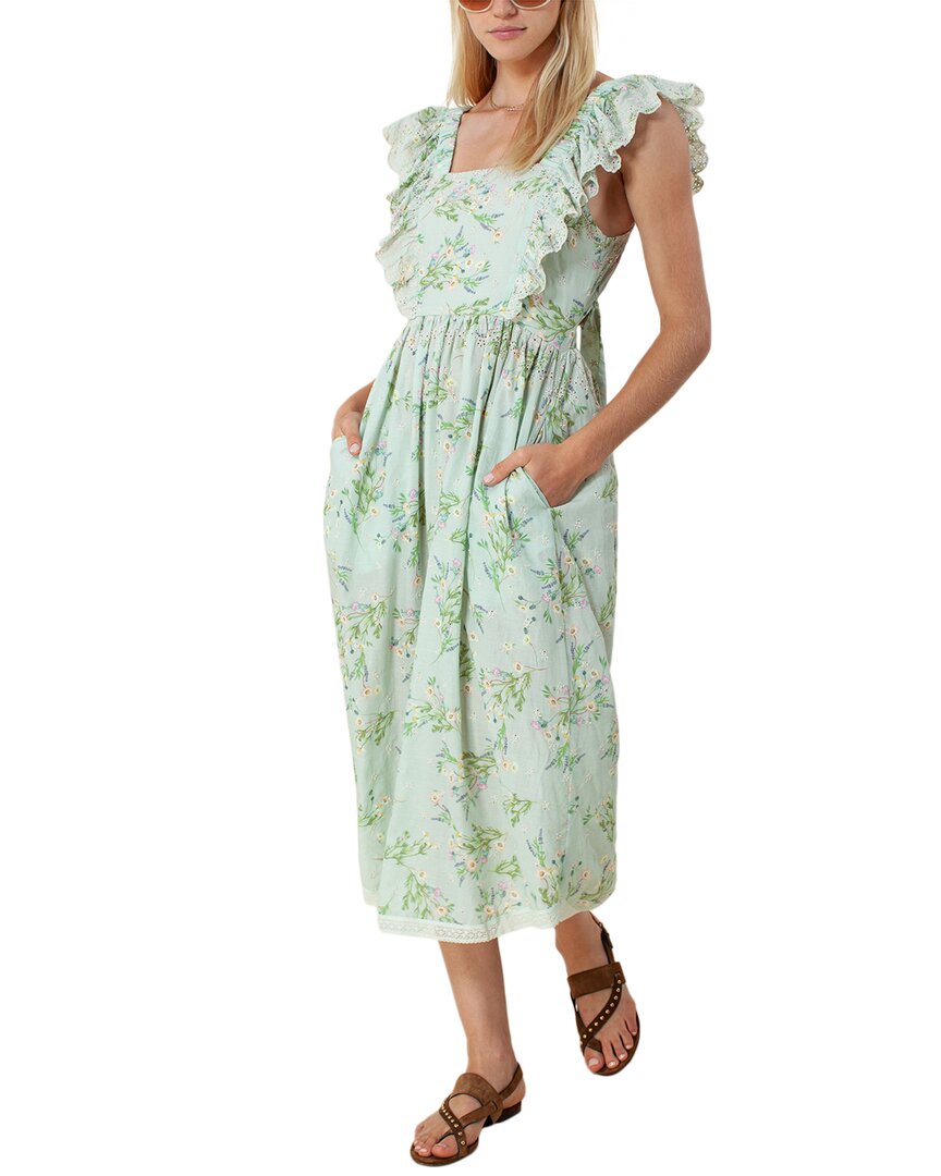 Hale Bob Printed Eyelet Midi Dress In Green