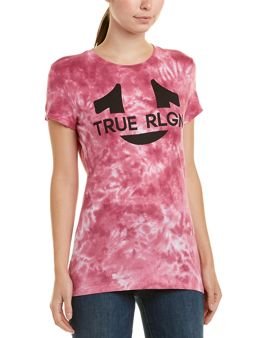 True Religion Horseshoe TieDye TShirt Women's Pink L eBay