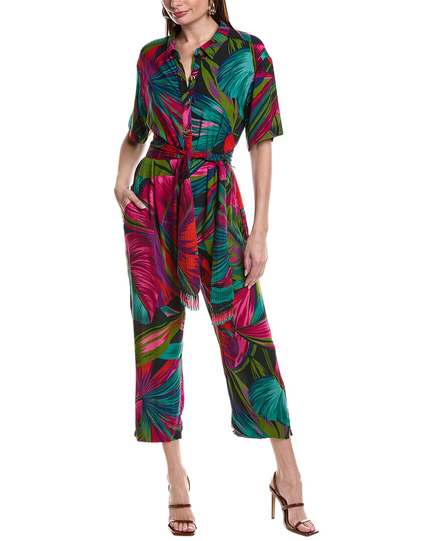 Farm Rio Midnight Leaves Jumpsuit In Pink