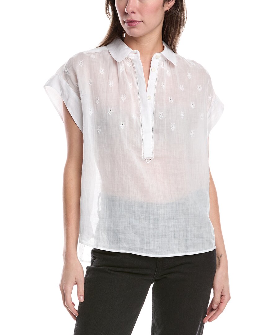 Rag & Bone Robin Embroidered Top In White