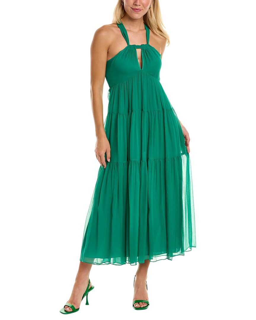 Joie Marcy Tiered Silk-georgette Midi Dress In Green