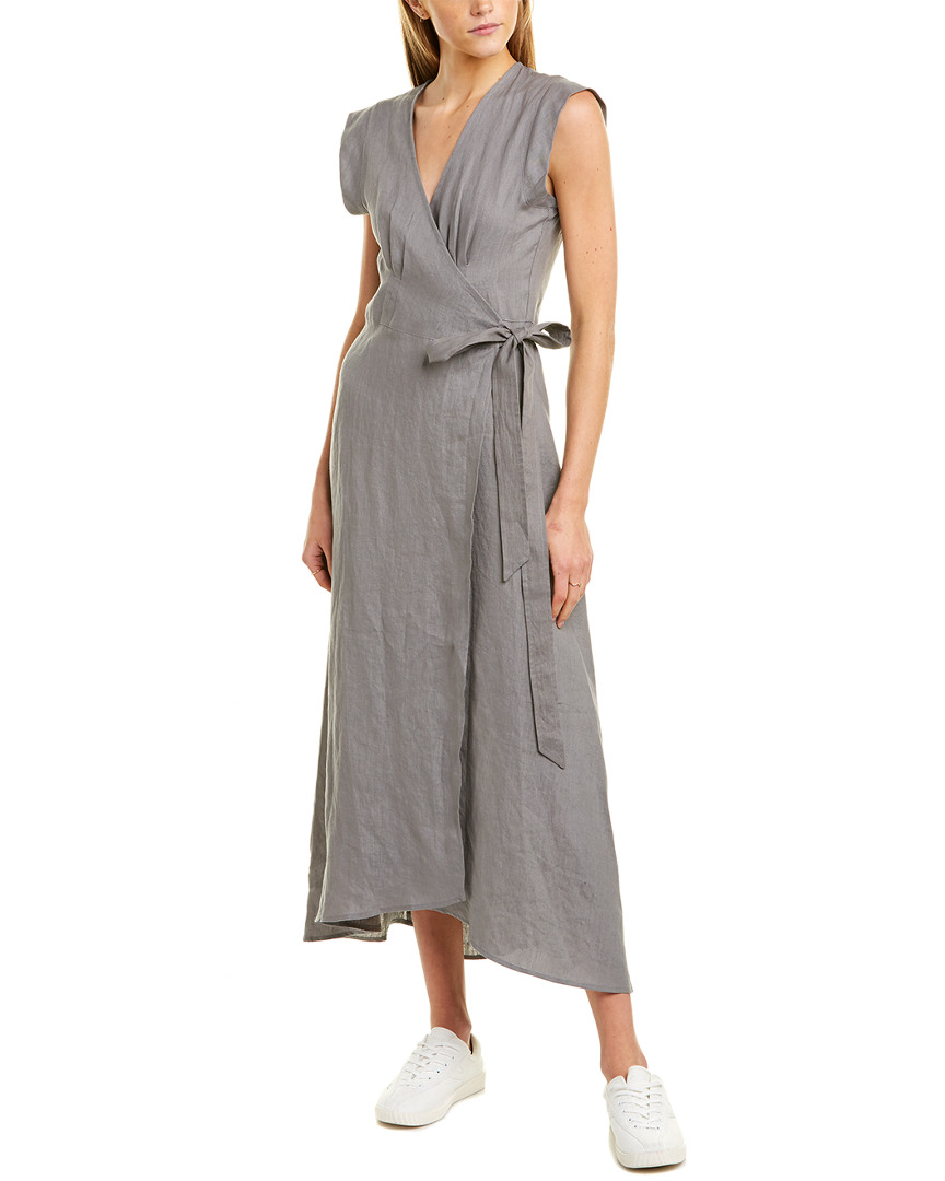 Image of Three Dots Classic Linen Wrap Dress
