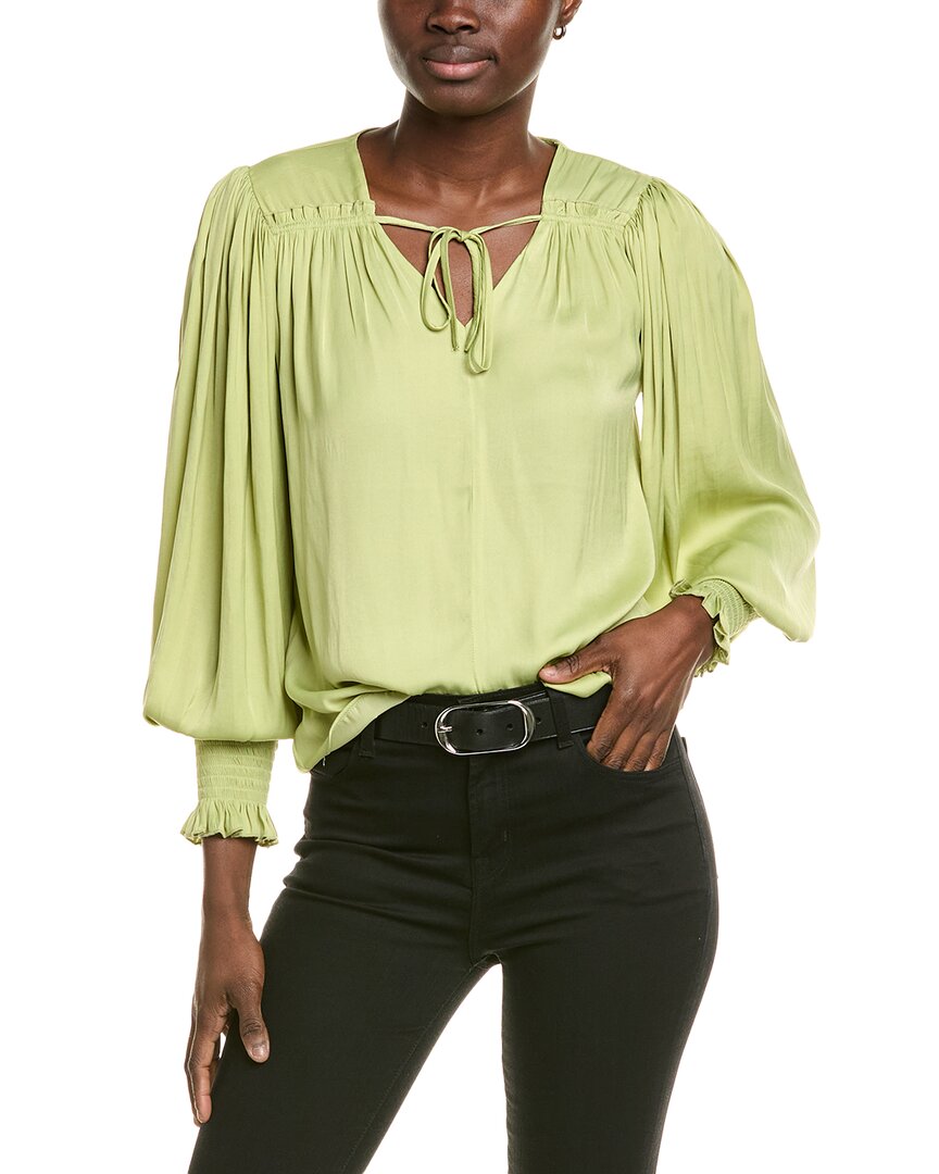 Elie By Elie Tahari Sateen V-neck Tie Woven Top
