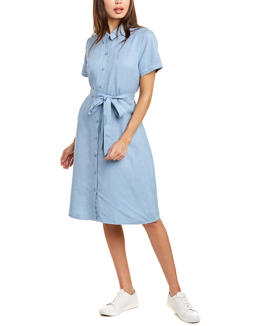 Image of EILEEN FISHER Tie-Waist Linen-Blend Shirtdress