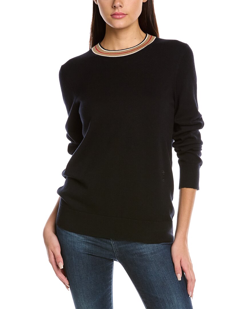 Burberry Tilda Saddle Stripe Cashmere-blend Sweater In Black