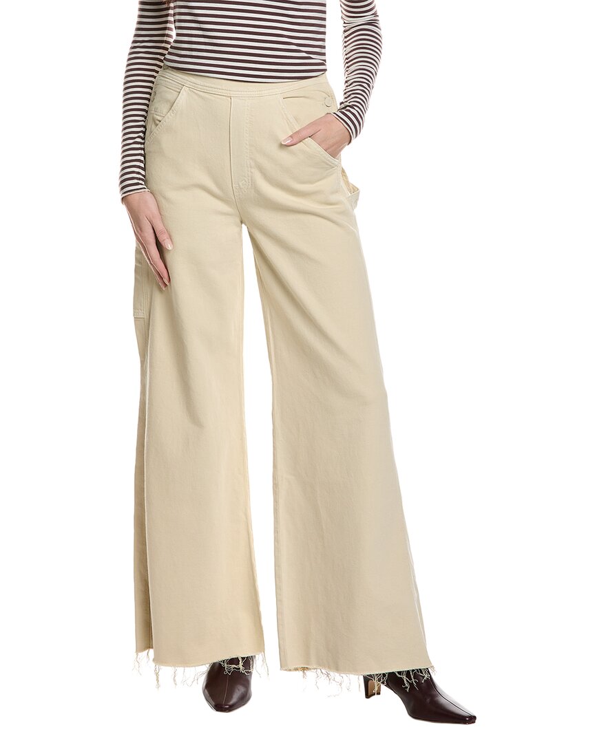 Mother The Main Sail Sneak Fray Super High-waist Linen-blend Mojave Desert  Wide Leg Jean In Brown