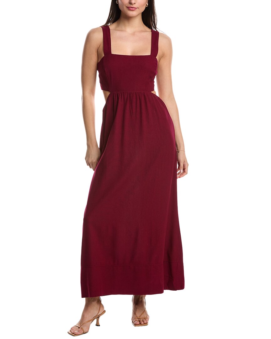 Shop Stateside Open Back Linen-blend Midi Dress In Red