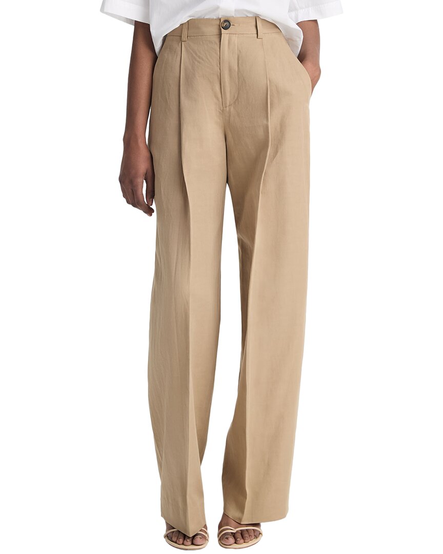 VINCE VINCE HIGH-WAIST CASUAL TAILORED WIDE LEG LINEN-BLEND PANT