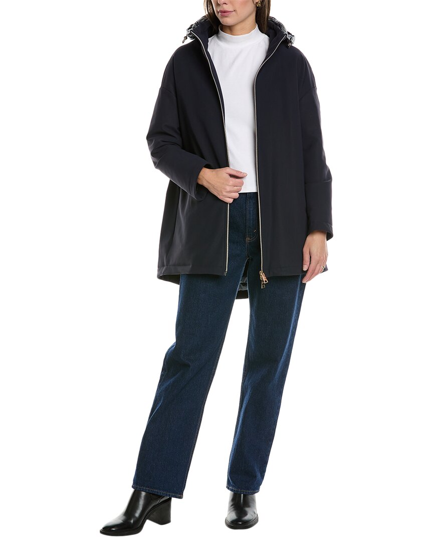 Herno Woman Puffer Midnight Blue Size 6 Virgin Wool In Blue