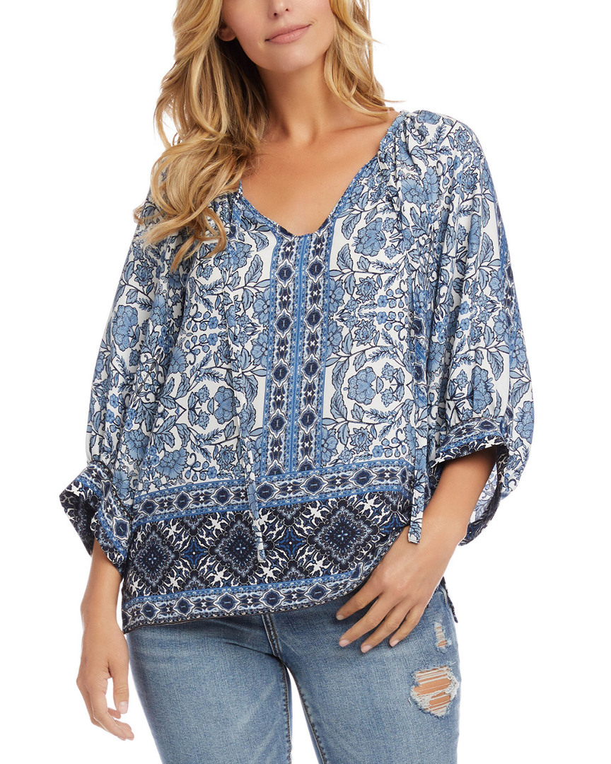 Image of Karen Kane Border Print Peasant Top