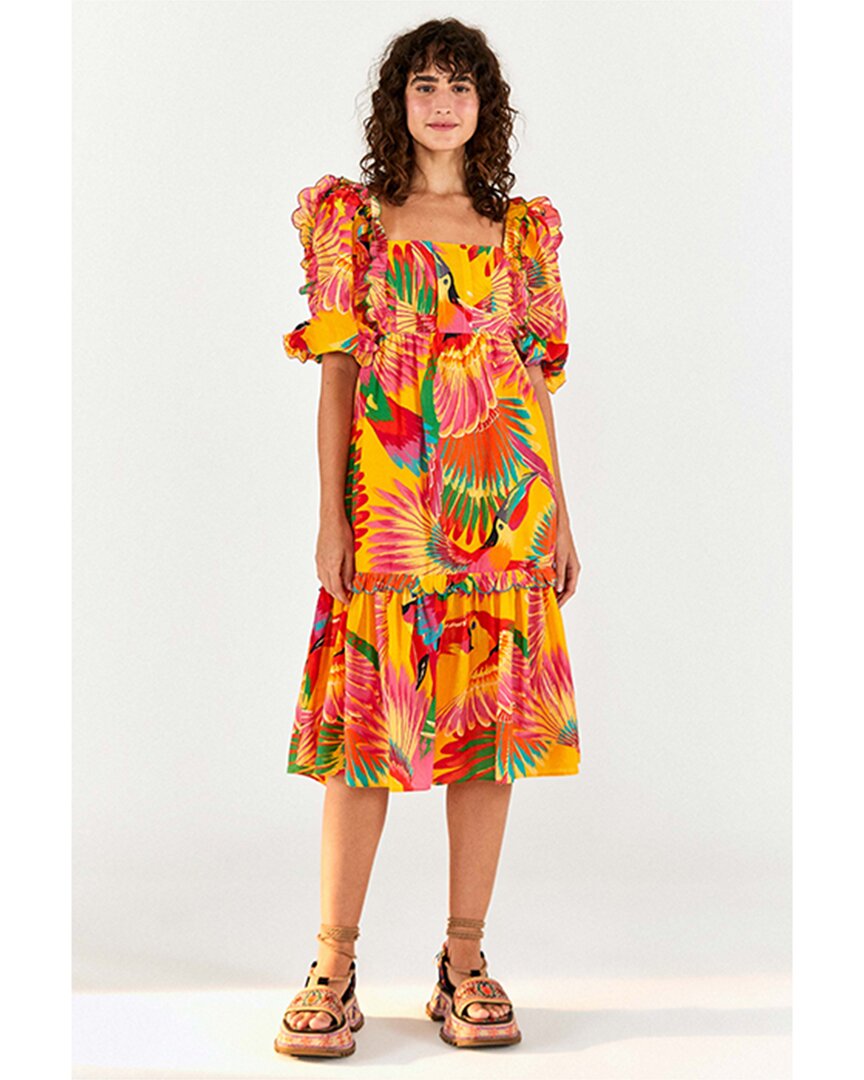 Shop Farm Rio Colorful Toucans Scalops Midi Dress