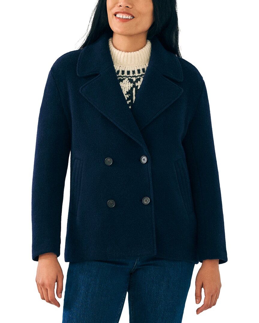 Shop Faherty The Atlantic Knit Wool-blend Peacoat