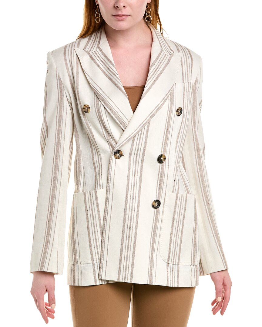 Shop Max Mara Alloro Linen-blend Jacket In White
