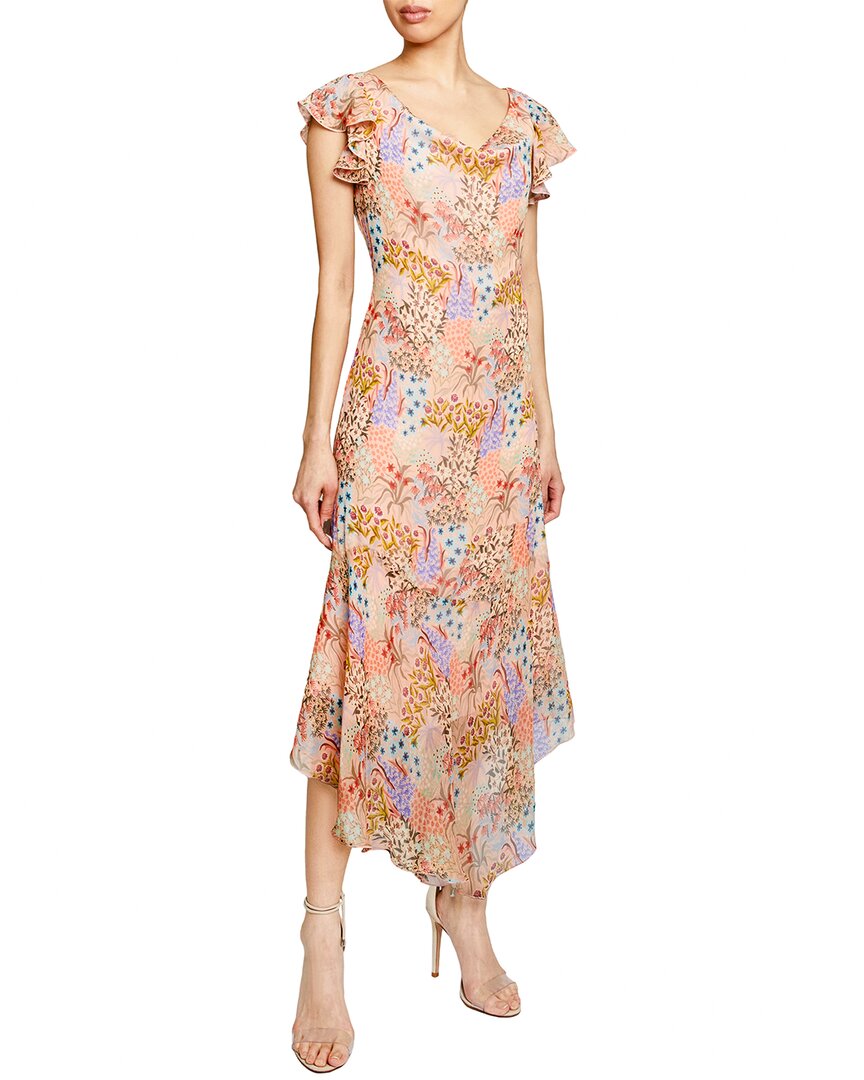 Santorelli Laurel Floral-print Flutter-sleeve Midi Dress