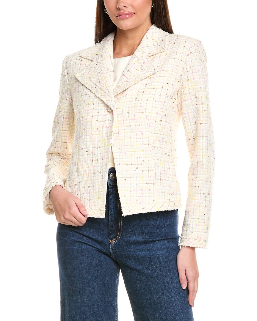 St John St. John Space-dyed Window Pane Tweed In White