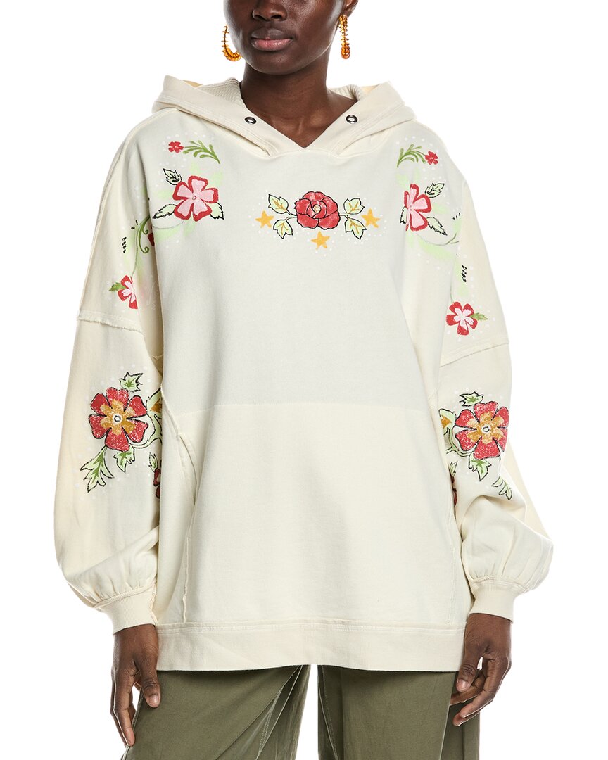 Free People Graphic We Hoodie In Ivory Combo In White
