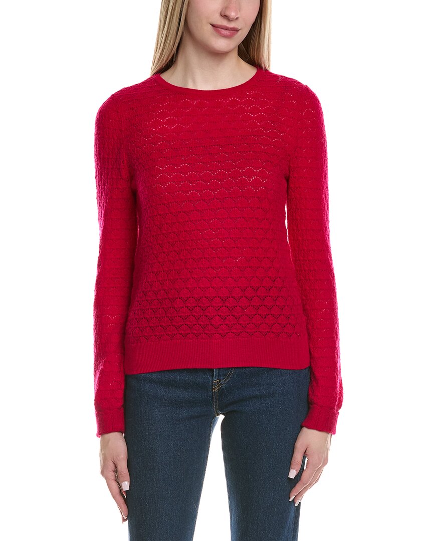 Sofiacashmere Pointelle Crewneck Wool & Cashmere-blend Sweater In Pink