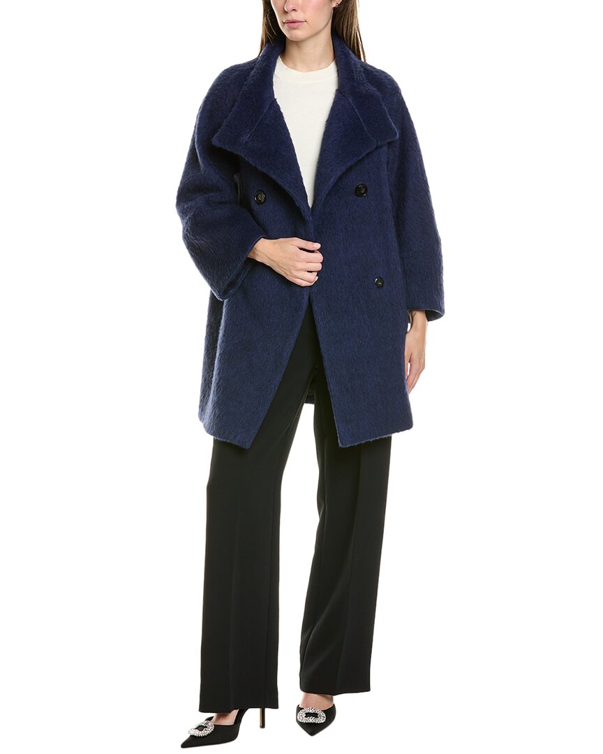 Shop Cinzia Rocca Wool & Alpaca-blend Coat In Blue