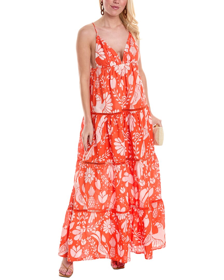 Shop Farm Rio Orange Neon Jungle Tiered Maxi Dress
