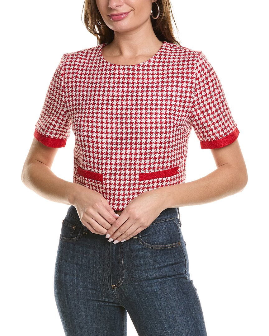 Shop English Factory Tweed Wool-blend Top In Red