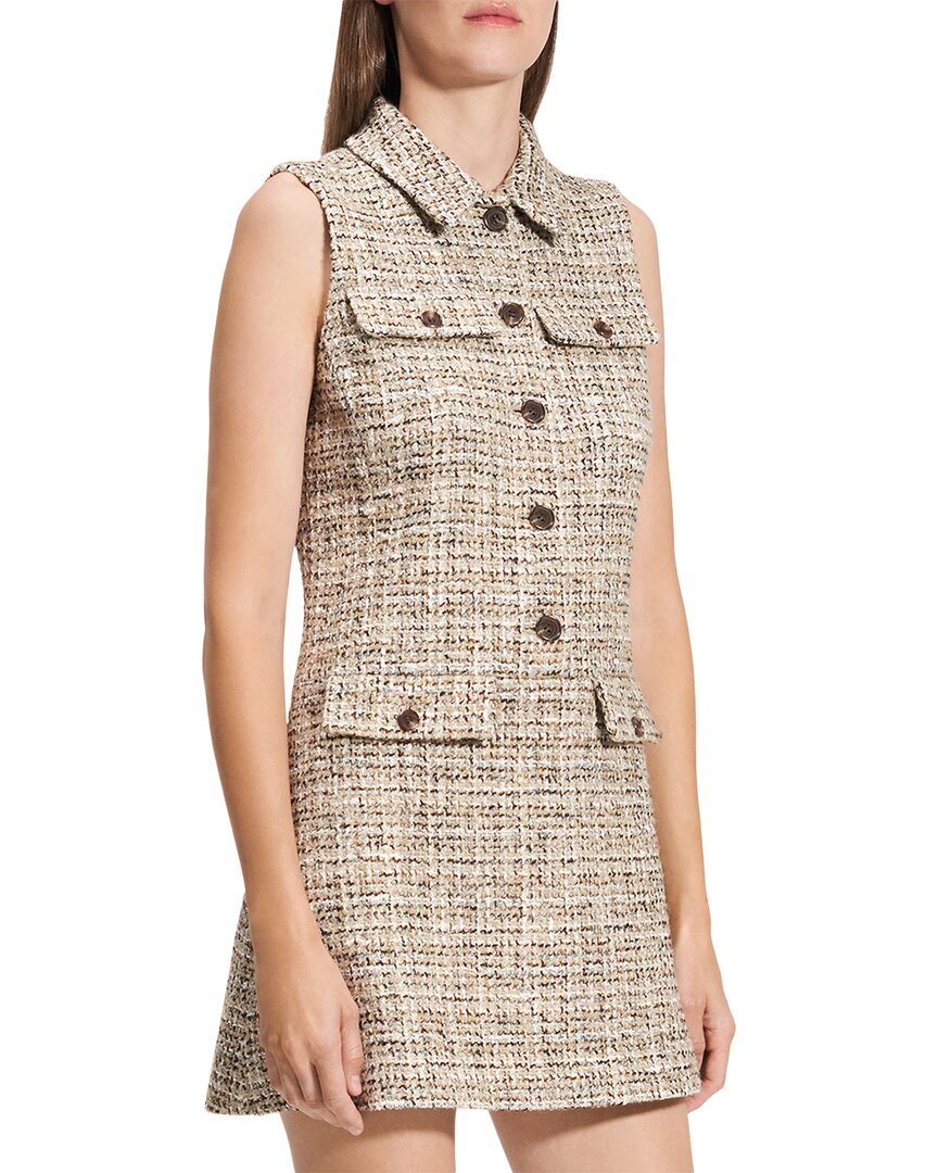 Theory Mixed Tweed Military Mini Dress