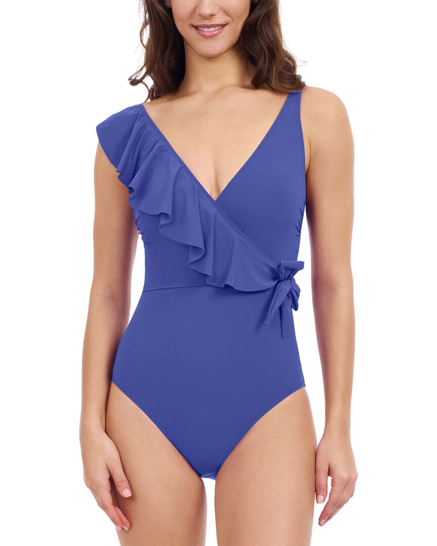 Profile By Gottex Tutti Frutti V Neck Ruffle Surplice Swimsuit