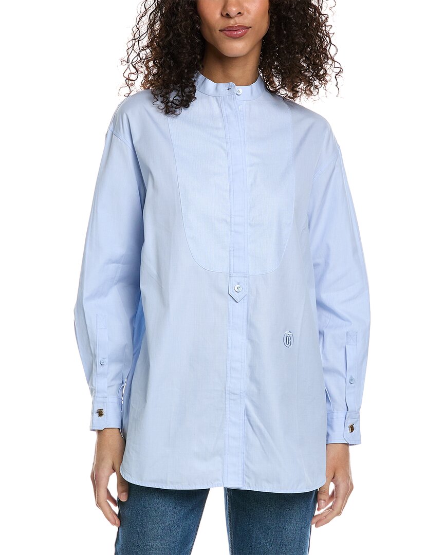 Burberry Mindy Monogram Motif Cotton Shirt In Blue