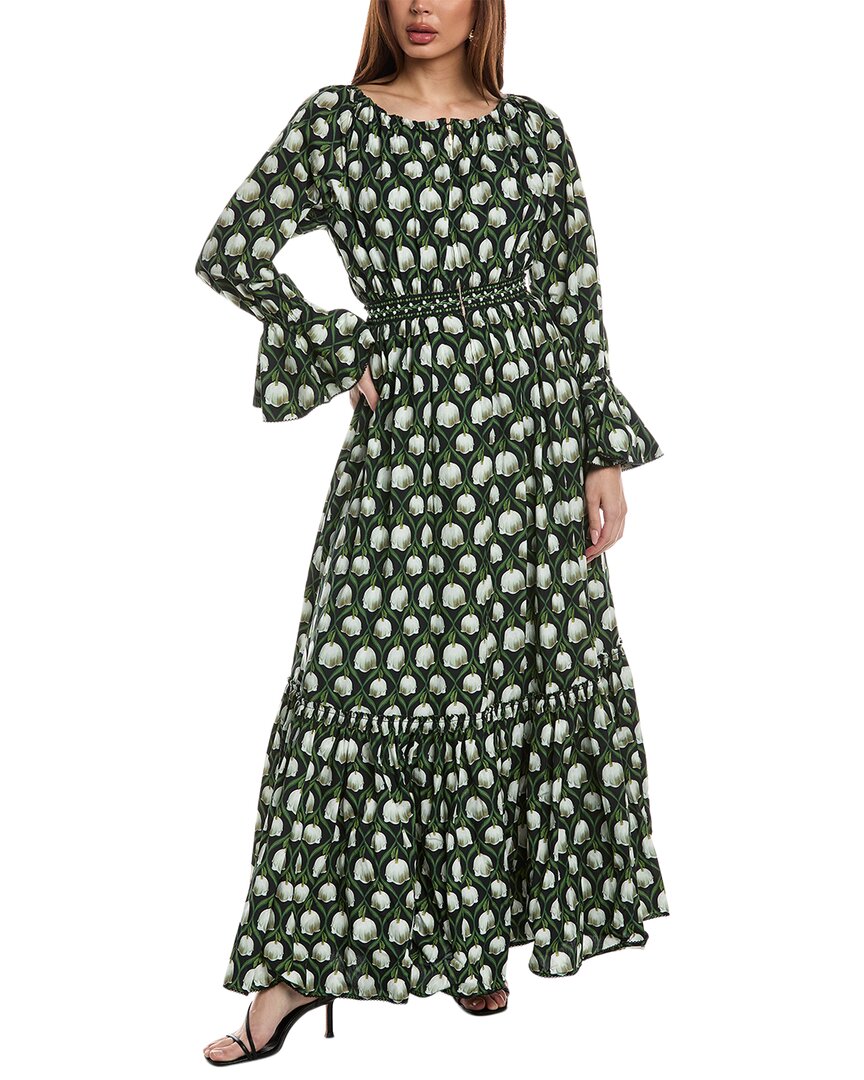 Agua By Agua Bendita Almendra Perla Off-the-shoulder Cotton Maxi Dress In Black