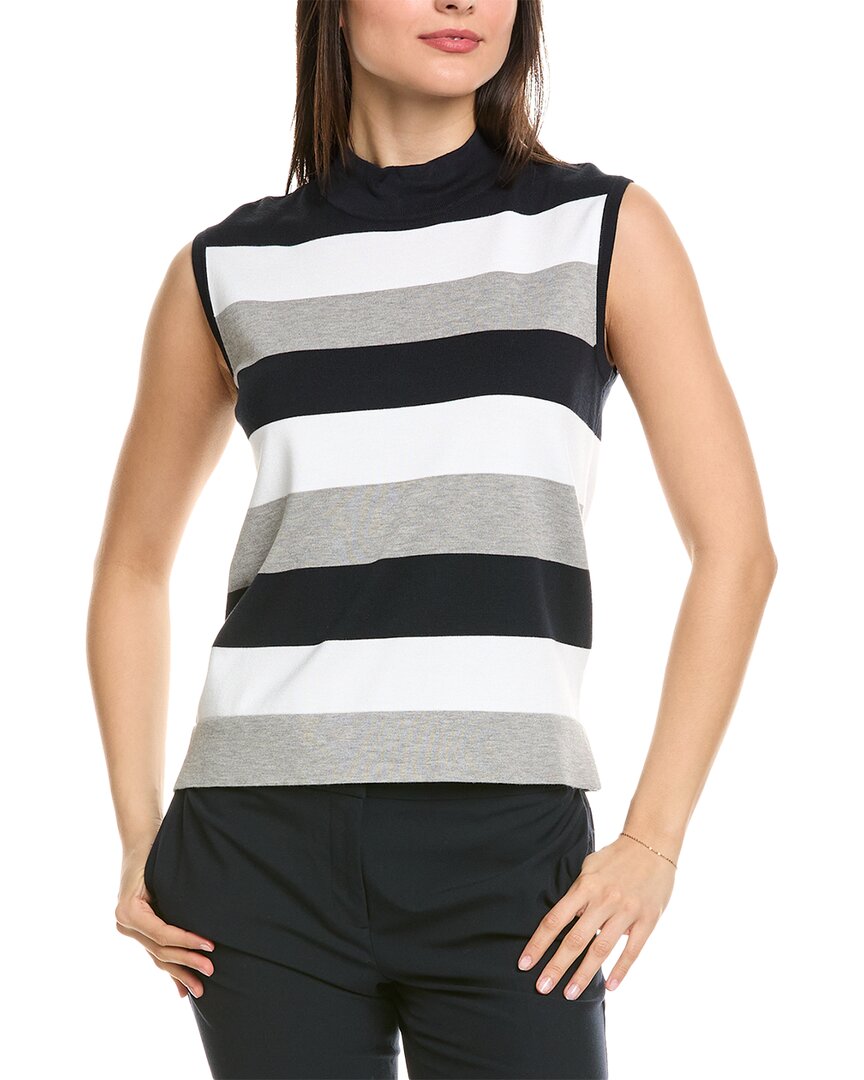 St John St. John Candy Stripe Turtleneck Sweater In Grey