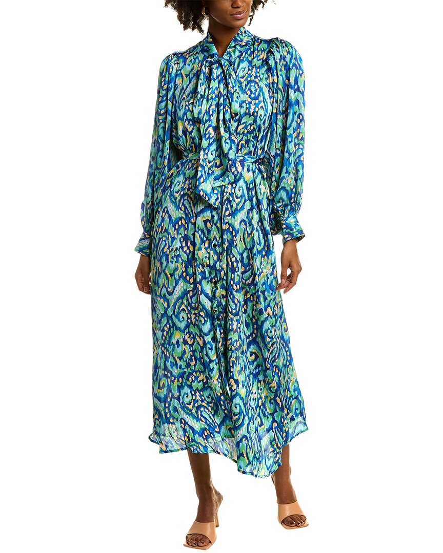 Shop Beulah Scarf Neck Maxi Dress In Blue
