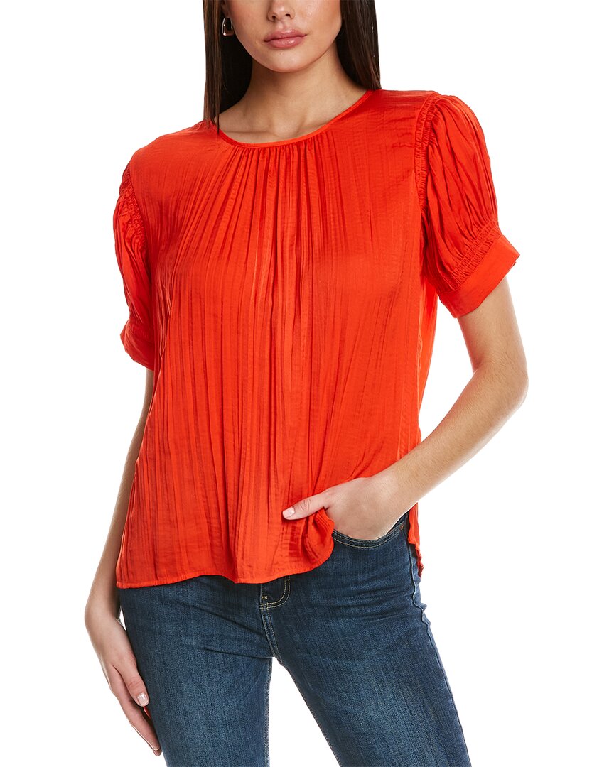 Vince Camuto Shirred Neck Rumpled Satin Blouse