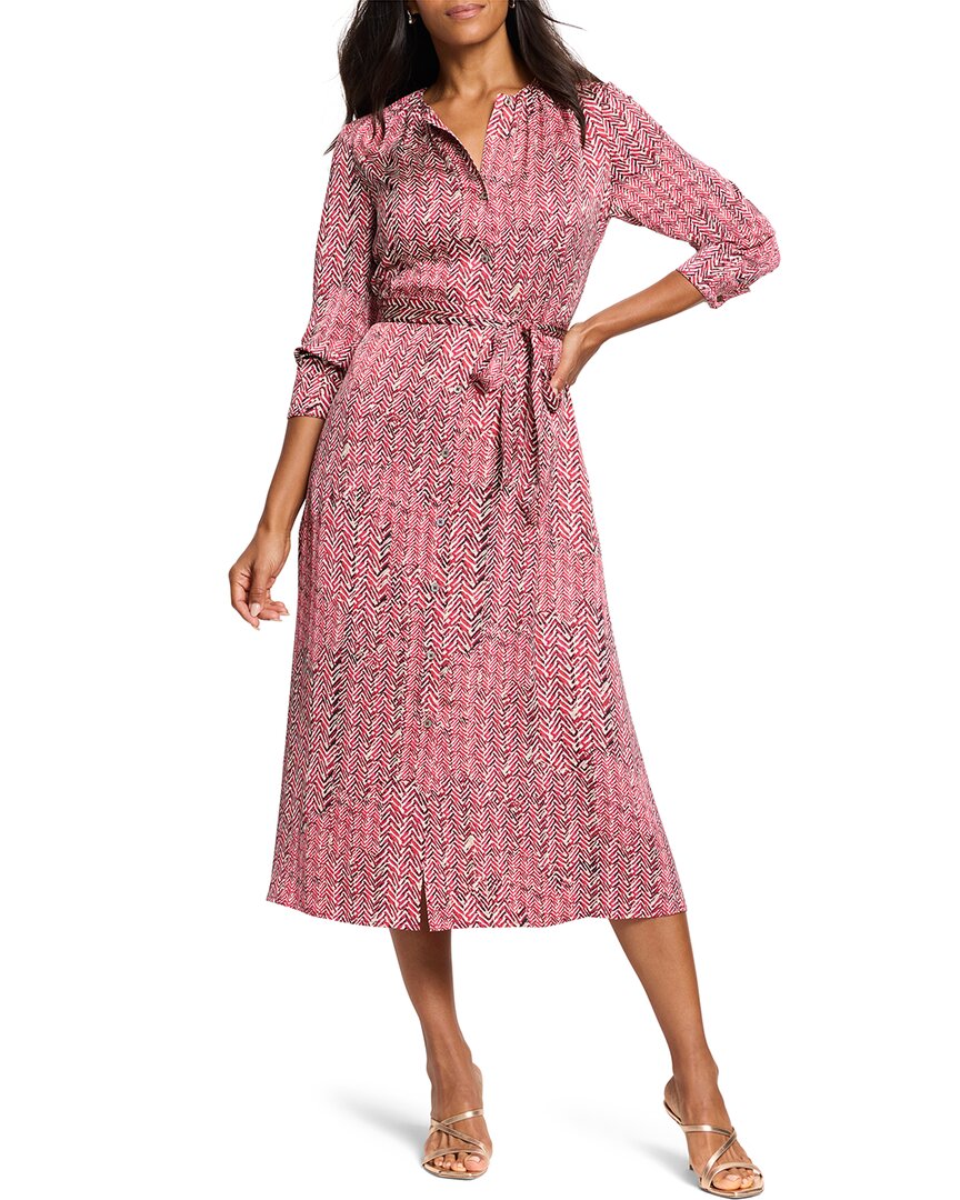 Nic + Zoe Herringbone Stamp Loren Dress In Red Multi
