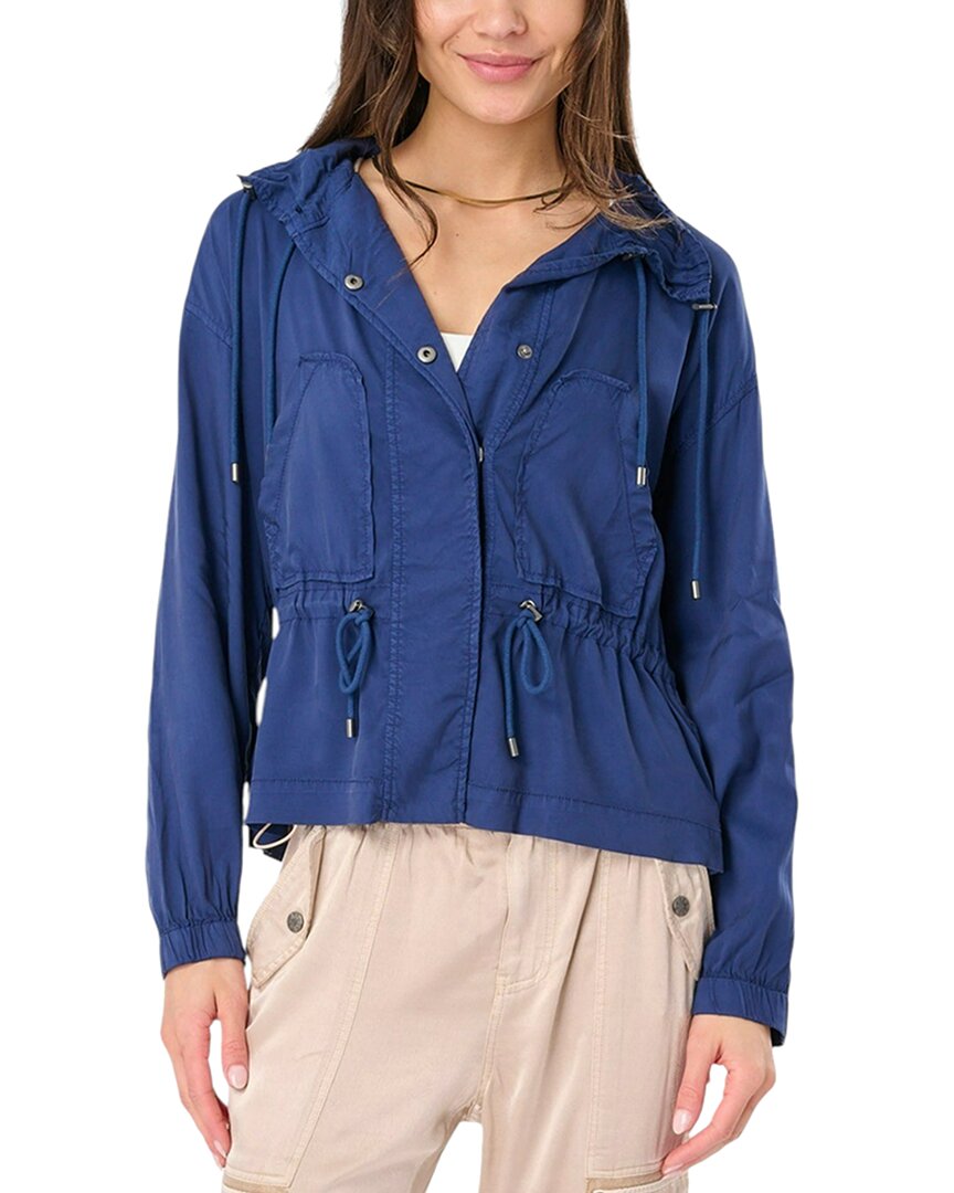 Marrakech Soleil Stretch Drapey Cargo Jacket In Blue
