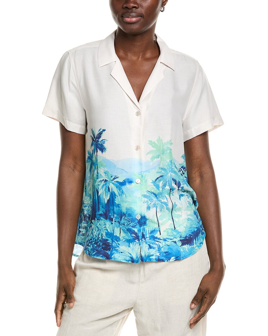 Tommy Bahama Oceanside Views Talulla Silk Camp Shirt In Brown