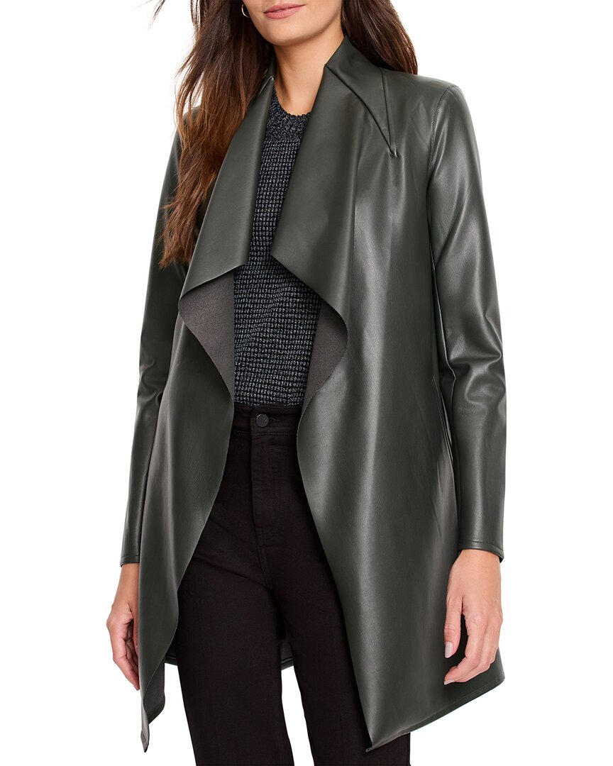 Nic + Zoe Faux Leather Lounge Around Jacket In Hickory In Green