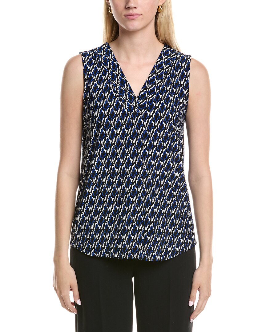 Anne Klein Printed Tie-waist Top In Black