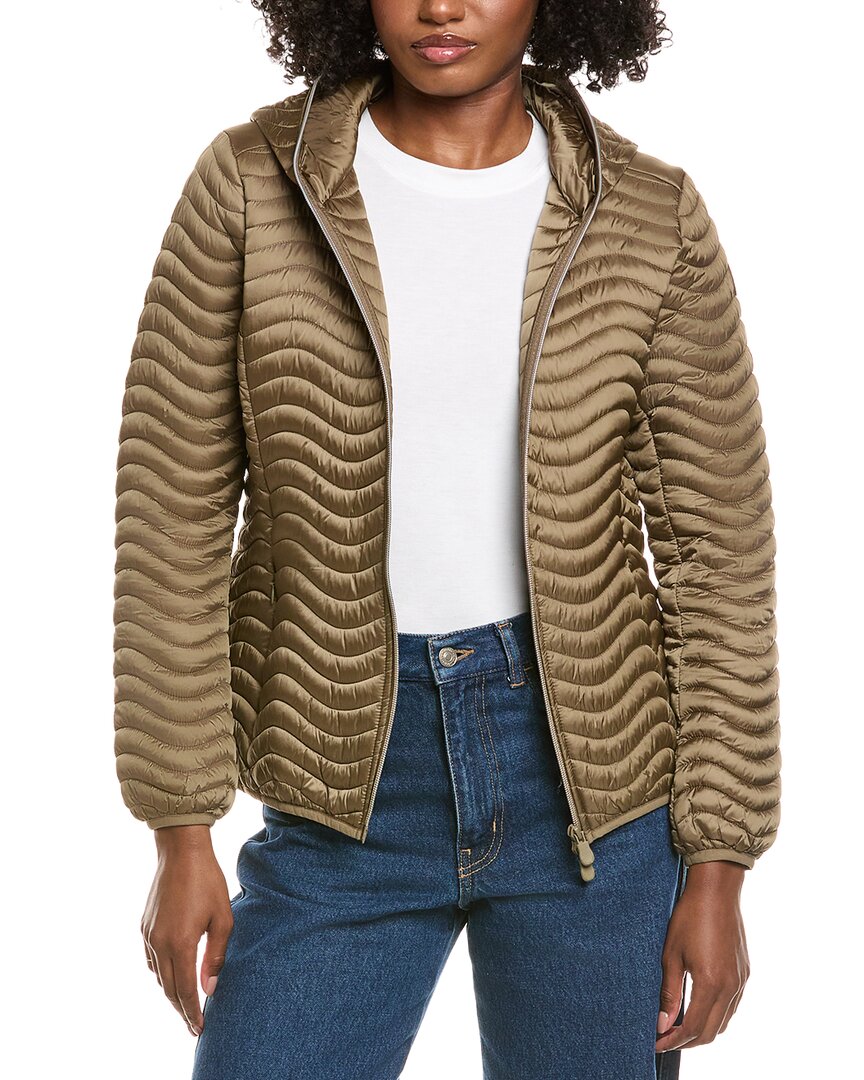 Save The Duck Jinnie Short Wave Quilt Jacket In Green